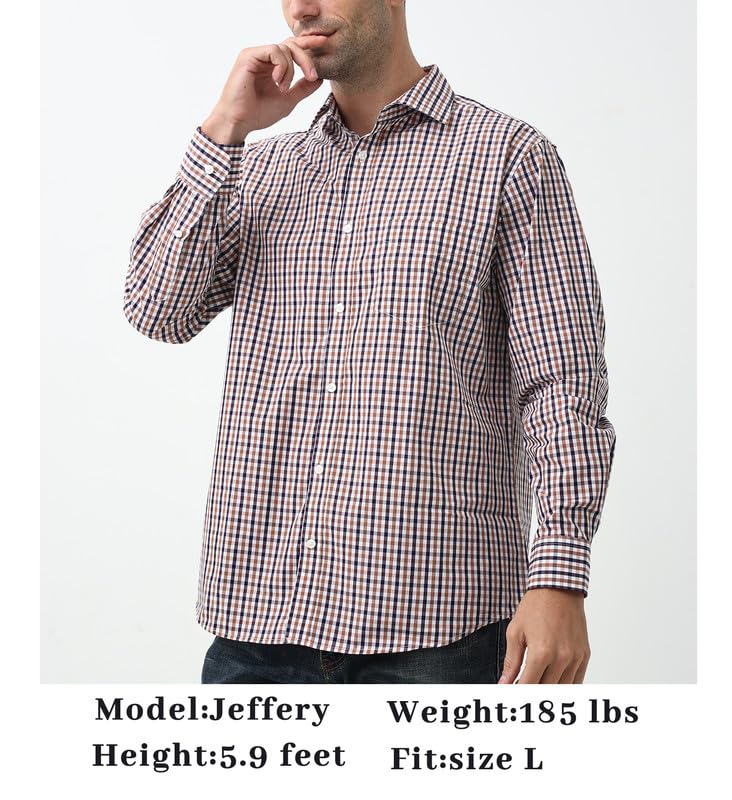 Double Pump Mens Button Down Shirts Cotton Long Sleeve Shirts Regular Fit (SL06A,L) - Image 5